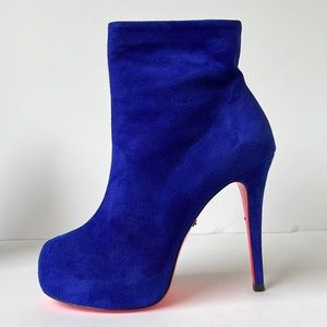 Suecomma Bonnie Electric Blue Suede Platform Bootie US 7 EU 37